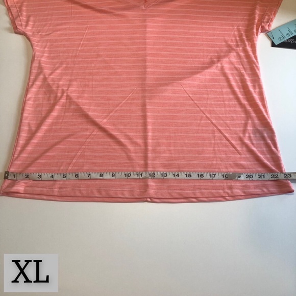 Ideology Coral Pink Striped V-Neck Tee Shirt, Short Sleeve, Multiple Sizes, NWT! - Picture 13 of 13